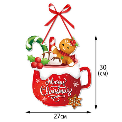 Christmas Door Hanger - Santa Claus Snowman Holiday Ornament for Home Decor - ZOOMNSTORE