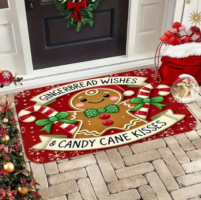 Christmas Gingerbread Man Door Mat - Festive Outdoor Welcome Mat - ZOOMNSTORE