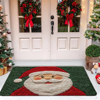 Christmas Door Mat – Outdoor Santa Claus & Gingerbread Man Holiday Welcome Rug - ZOOMNSTORE