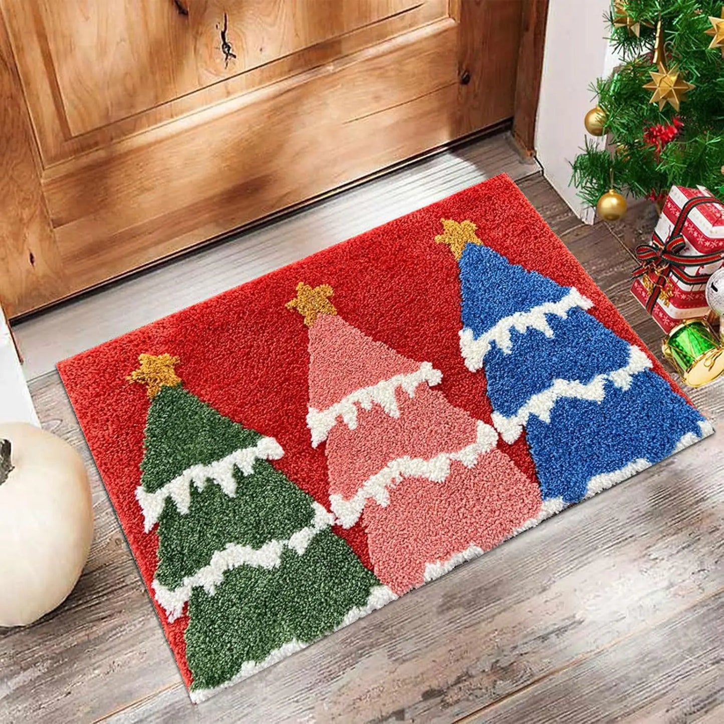 Christmas Door Mat – Outdoor Santa Claus & Gingerbread Man Holiday Welcome Rug - ZOOMNSTORE