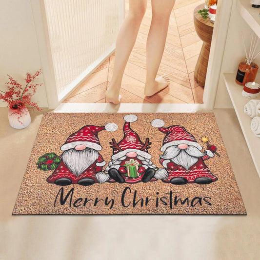 Christmas Dwarf Door Mat - Santa Claus Holiday Floor Mat for IndoorOutdoor Use - ZOOMNSTORE