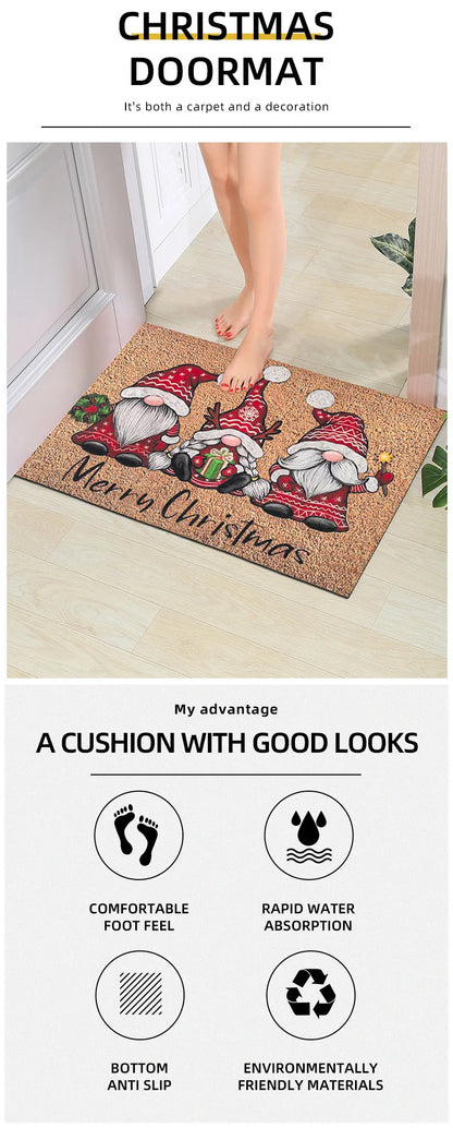 Christmas Dwarf Door Mat - Santa Claus Holiday Floor Mat for IndoorOutdoor Use - ZOOMNSTORE