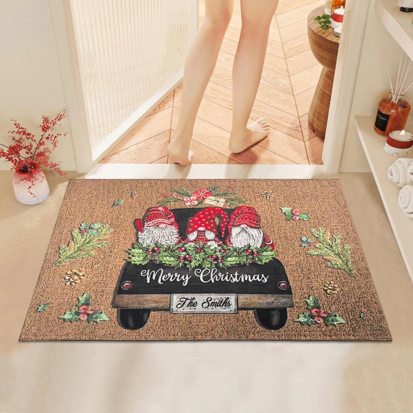 Christmas Dwarf Door Mat - Santa Claus Holiday Floor Mat for IndoorOutdoor Use - ZOOMNSTORE
