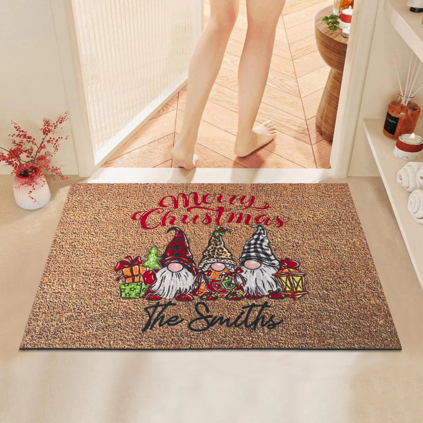 Christmas Dwarf Door Mat - Santa Claus Holiday Floor Mat for IndoorOutdoor Use - ZOOMNSTORE