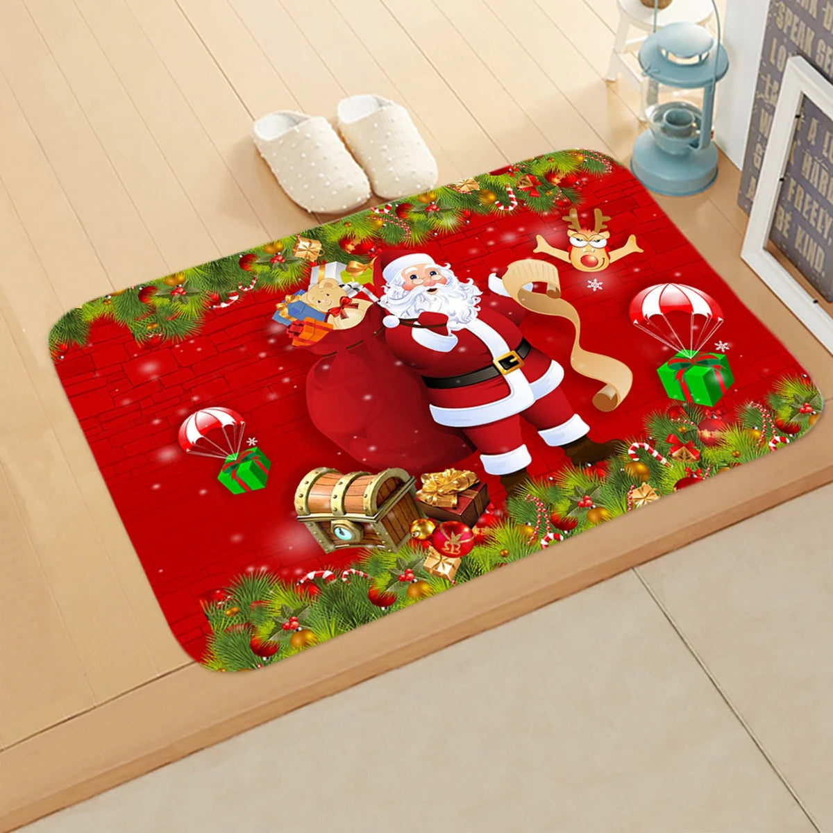 Christmas Door Mat - Santa Claus Outdoor Holiday Carpet | Festive Welcome Mat, Non Slip Rug - ZOOMNSTORE