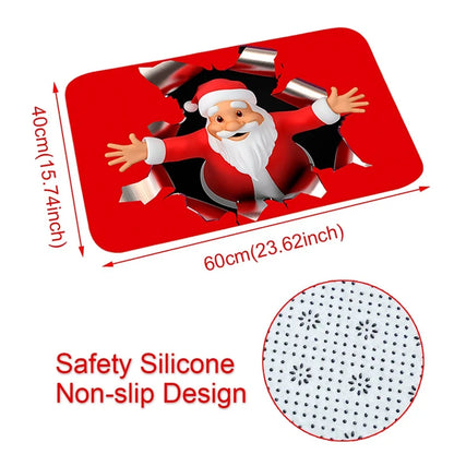 Christmas Door Mat - Santa Claus Outdoor Holiday Carpet | Festive Welcome Mat, Non Slip Rug - ZOOMNSTORE
