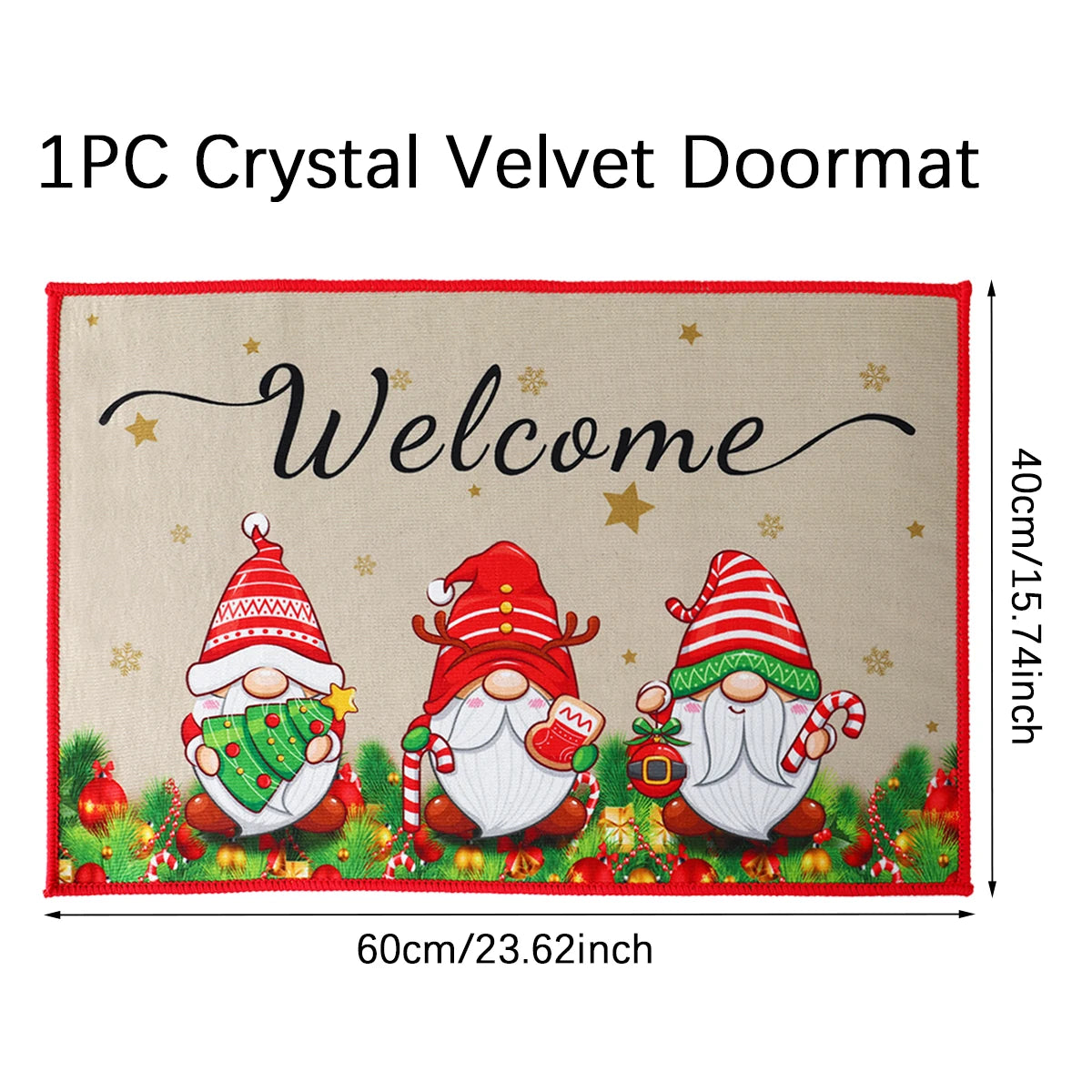 Christmas Door Mat - Santa Claus Outdoor Holiday Carpet | Festive Welcome Mat, Non Slip Rug - ZOOMNSTORE