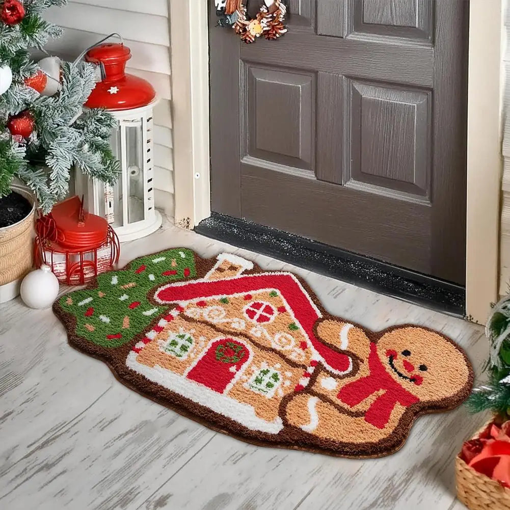 Gingerbread Kitchen Rug - Christmas Doormat with Non-Slip Bath Mat for Indoor Use - ZOOMNSTORE