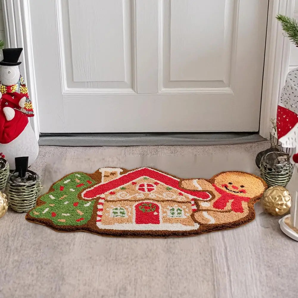 Gingerbread Kitchen Rug - Christmas Doormat with Non-Slip Bath Mat for Indoor Use - ZOOMNSTORE