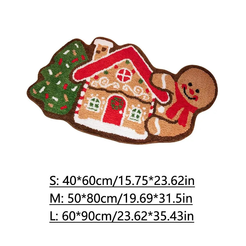 Gingerbread Kitchen Rug - Christmas Doormat with Non-Slip Bath Mat for Indoor Use - ZOOMNSTORE