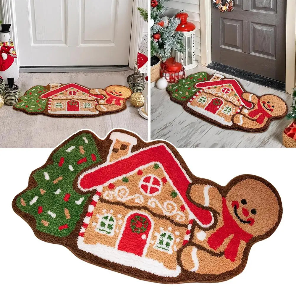 Gingerbread Kitchen Rug - Christmas Doormat with Non-Slip Bath Mat for Indoor Use - ZOOMNSTORE