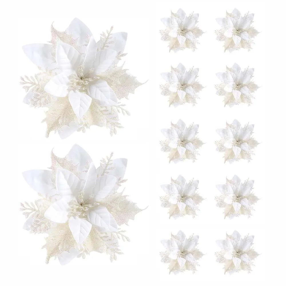Christmas Flower Ornaments - 510pcs Glitter Artificial Flowers for Tree Decoration - ZOOMNSTORE