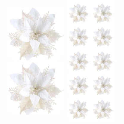 Christmas Flower Ornaments - 510pcs Glitter Artificial Flowers for Tree Decoration - ZOOMNSTORE