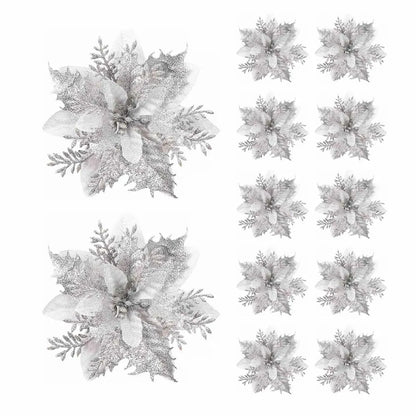 Christmas Flower Ornaments - 510pcs Glitter Artificial Flowers for Tree Decoration - ZOOMNSTORE