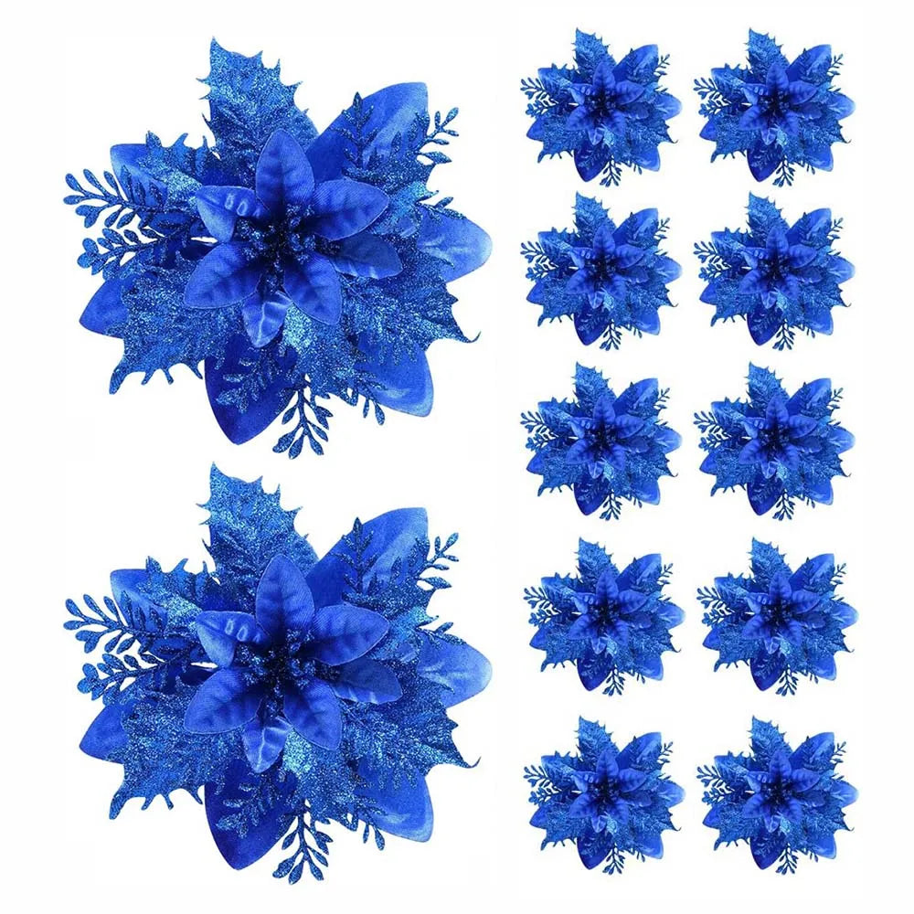 Christmas Flower Ornaments - 510pcs Glitter Artificial Flowers for Tree Decoration - ZOOMNSTORE