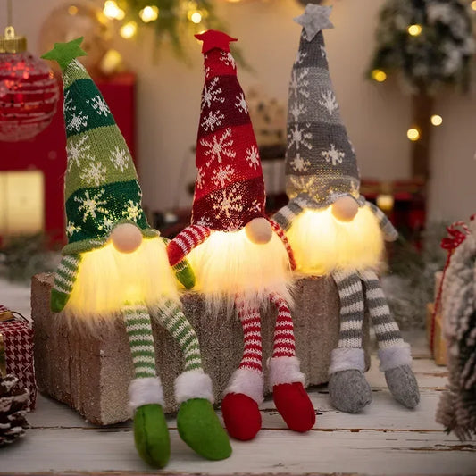 Christmas Gnome Doll Ornaments - LED Plush Tree Decorations for Kids and Home - ZOOMNSTORE