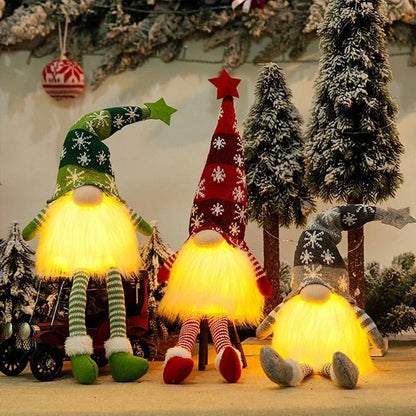 Christmas Gnome Doll Ornaments - LED Plush Tree Decorations for Kids and Home - ZOOMNSTORE