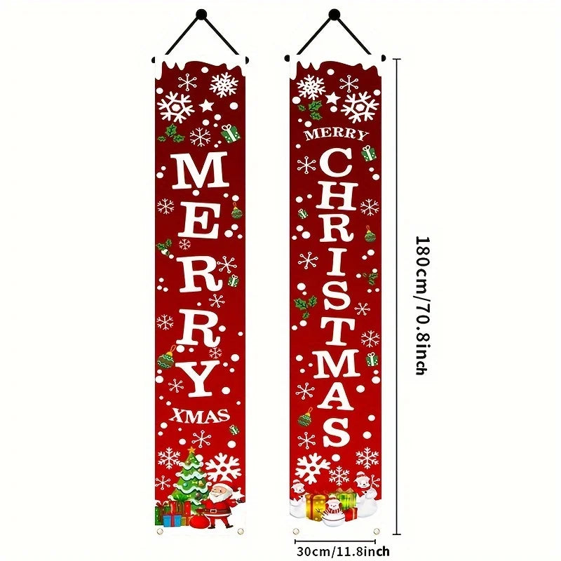 Christmas Banners - Holiday Decorations for Home Party or Garden 180cm x 30cm - ZOOMNSTORE