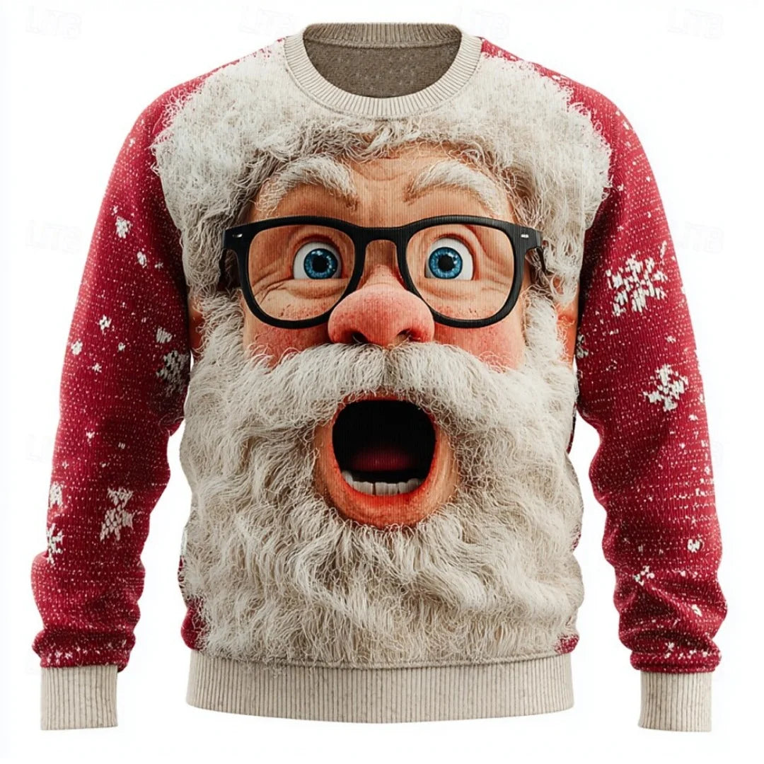 Christmas Hoodies Men – Cozy Cotton Polyester Crewneck Pullover With Santa Claus Print - ZOOMNSTORE