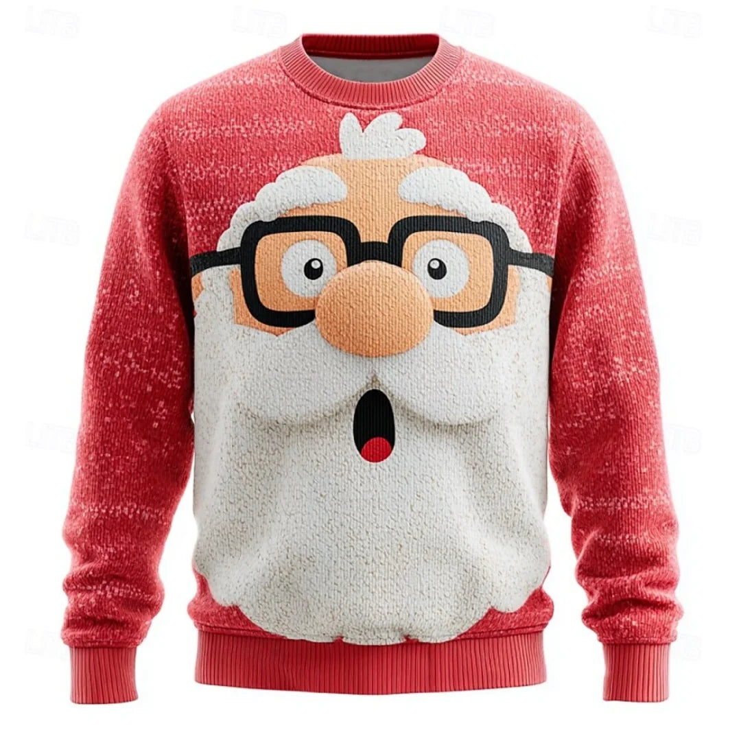 Christmas Hoodies Men – Cozy Cotton Polyester Crewneck Pullover With Santa Claus Print - ZOOMNSTORE