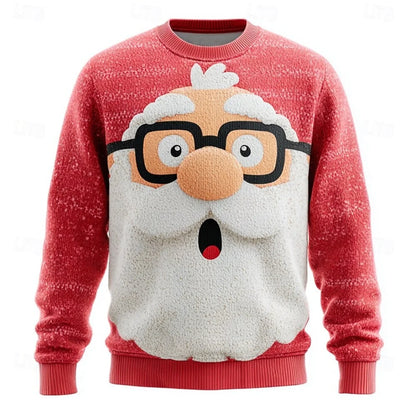 Christmas Hoodies Men – Cozy Cotton Polyester Crewneck Pullover With Santa Claus Print - ZOOMNSTORE