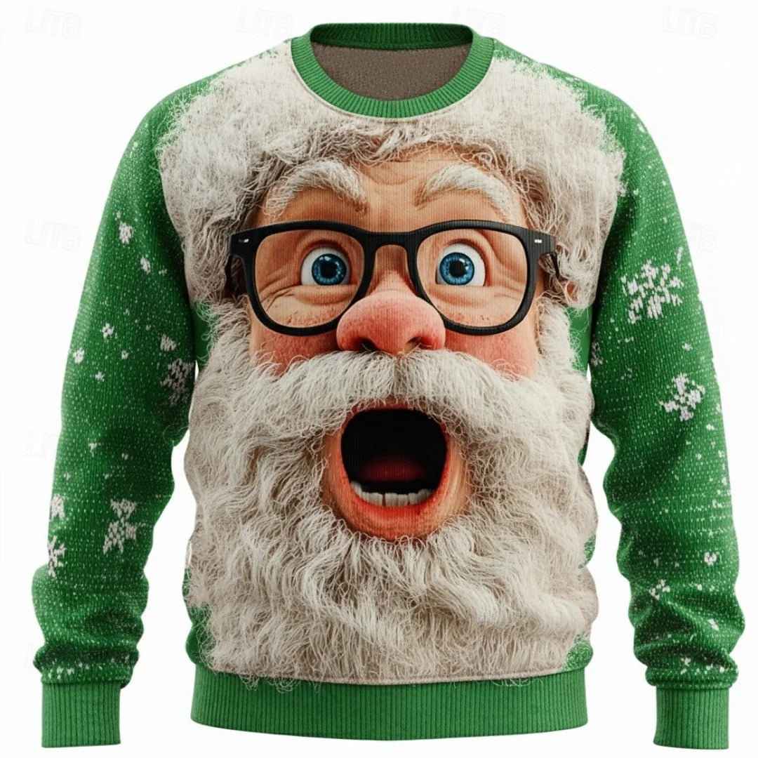 Christmas Hoodies Men – Cozy Cotton Polyester Crewneck Pullover With Santa Claus Print - ZOOMNSTORE
