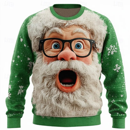 Christmas Hoodies Men – Cozy Cotton Polyester Crewneck Pullover With Santa Claus Print - ZOOMNSTORE
