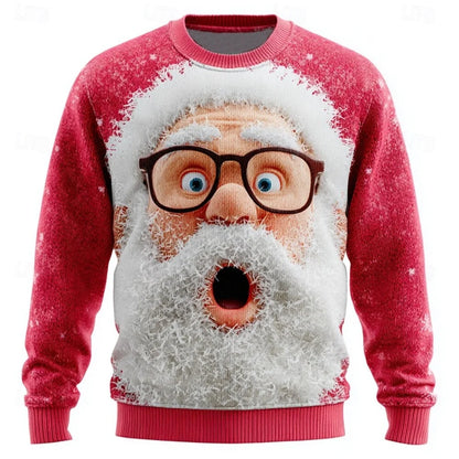 Christmas Hoodies Men – Cozy Cotton Polyester Crewneck Pullover With Santa Claus Print - ZOOMNSTORE