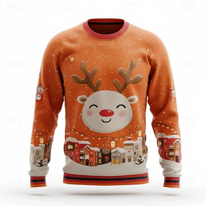 Christmas Hoodies Men – Cozy Cotton Polyester Crewneck Pullover With Santa Claus Print - ZOOMNSTORE