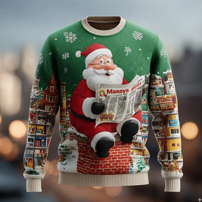 Christmas Hoodies Men – Cozy Cotton Polyester Crewneck Pullover With Santa Claus Print - ZOOMNSTORE