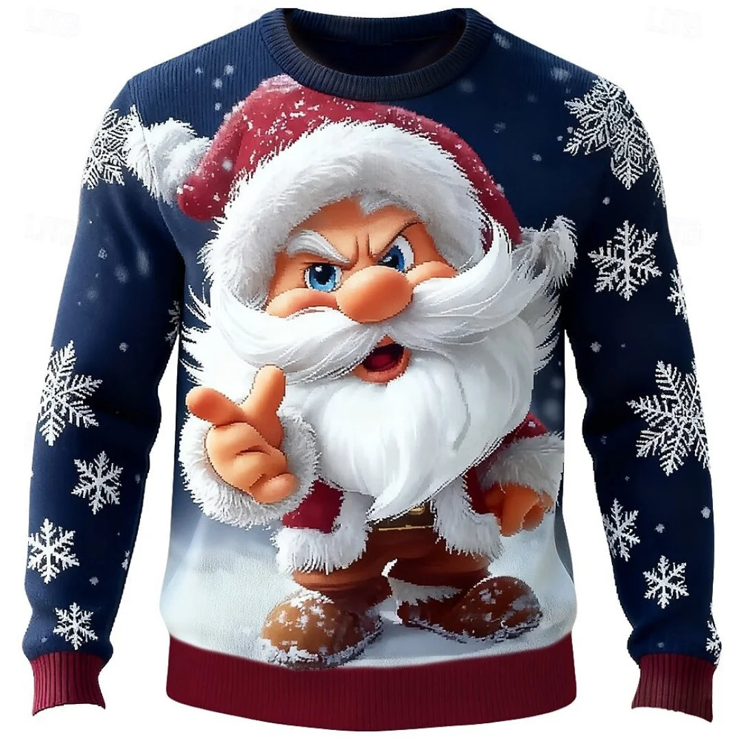 Christmas Hoodies Men – Cozy Cotton Polyester Crewneck Pullover With Santa Claus Print - ZOOMNSTORE