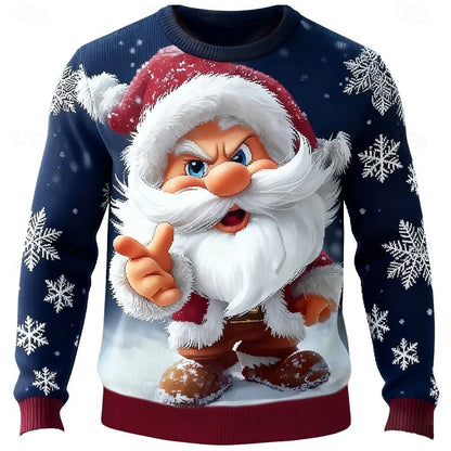 Christmas Hoodies Men – Cozy Cotton Polyester Crewneck Pullover With Santa Claus Print - ZOOMNSTORE