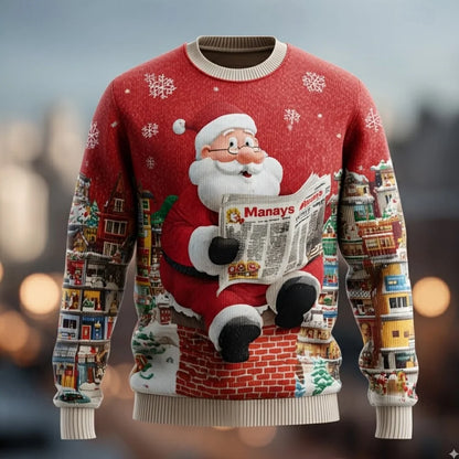 Christmas Hoodies Men – Cozy Cotton Polyester Crewneck Pullover With Santa Claus Print - ZOOMNSTORE
