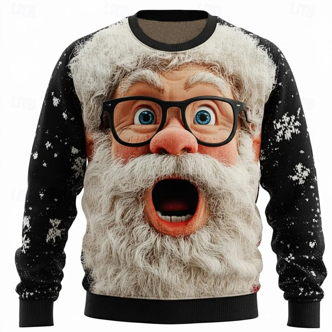 Christmas Hoodies Men – Cozy Cotton Polyester Crewneck Pullover With Santa Claus Print - ZOOMNSTORE