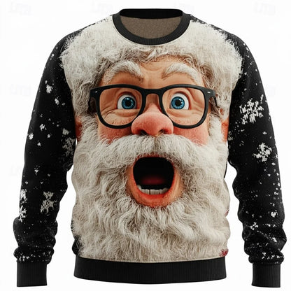 Christmas Hoodies Men – Cozy Cotton Polyester Crewneck Pullover With Santa Claus Print - ZOOMNSTORE