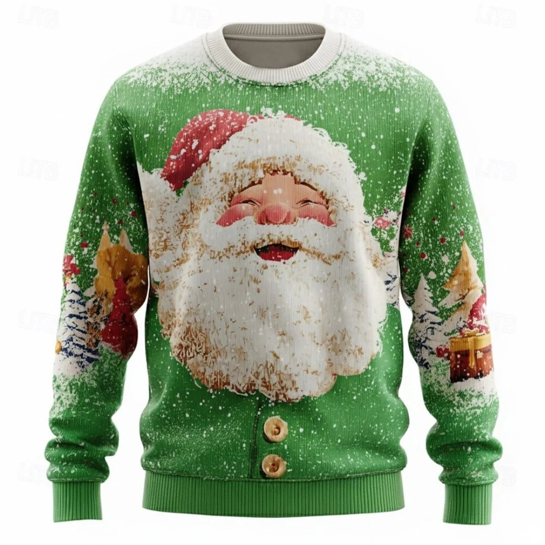 Christmas Hoodies Men – Cozy Cotton Polyester Crewneck Pullover With Santa Claus Print - ZOOMNSTORE