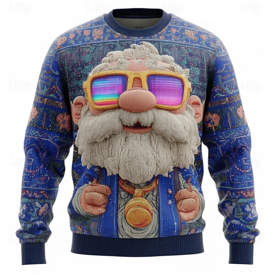 Christmas Hoodies Men – Cozy Cotton Polyester Crewneck Pullover With Santa Claus Print - ZOOMNSTORE