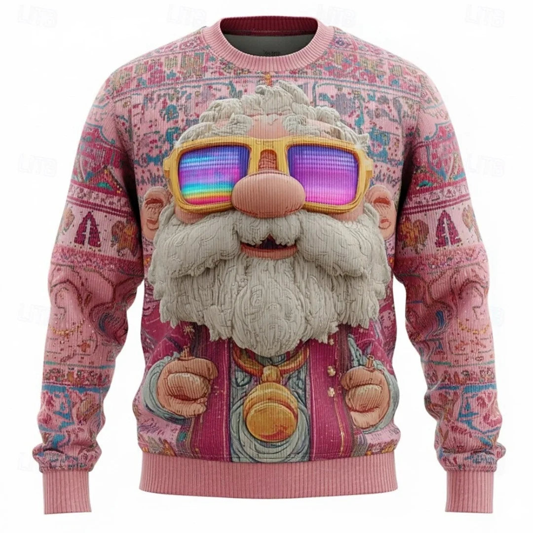 Christmas Hoodies Men – Cozy Cotton Polyester Crewneck Pullover With Santa Claus Print - ZOOMNSTORE