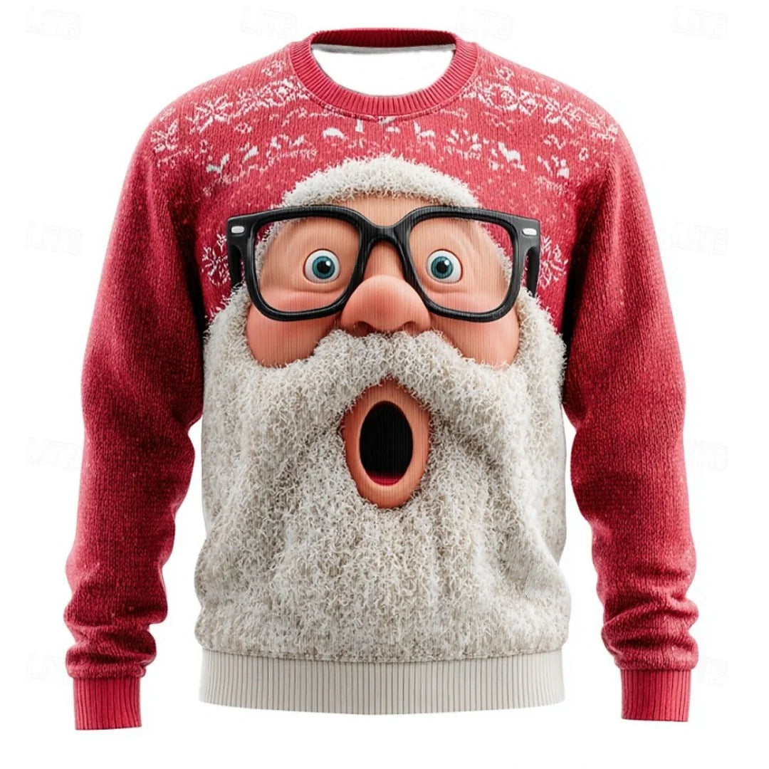 Christmas Hoodies Men – Cozy Cotton Polyester Crewneck Pullover With Santa Claus Print - ZOOMNSTORE
