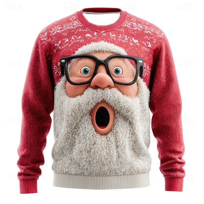 Christmas Hoodies Men – Cozy Cotton Polyester Crewneck Pullover With Santa Claus Print - ZOOMNSTORE