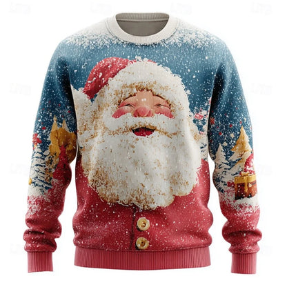 Christmas Hoodies Men – Cozy Cotton Polyester Crewneck Pullover With Santa Claus Print - ZOOMNSTORE