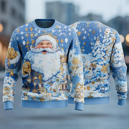 Christmas Hoodies Men – Cozy Cotton Polyester Crewneck Pullover With Santa Claus Print - ZOOMNSTORE