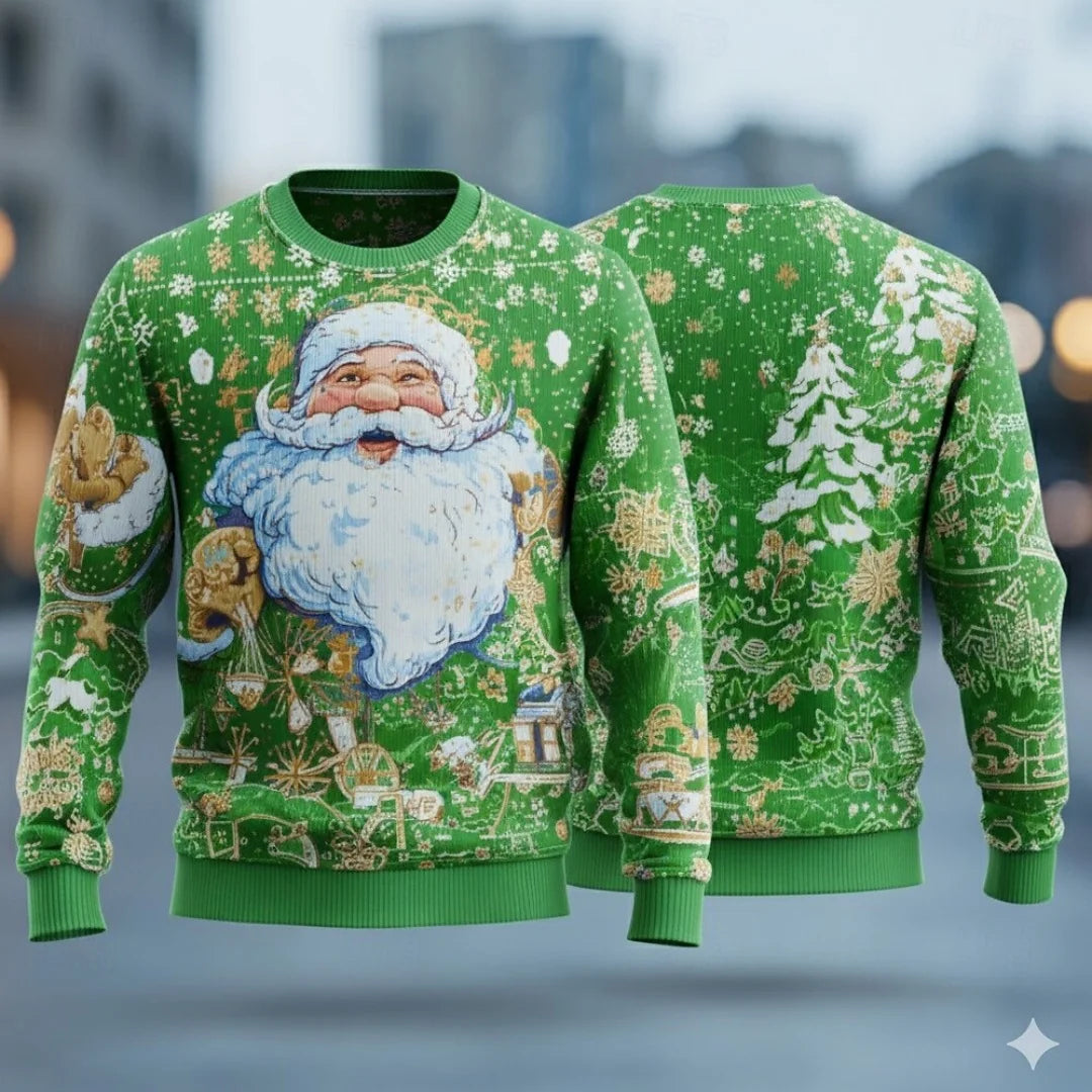 Christmas Hoodies Men – Cozy Cotton Polyester Crewneck Pullover With Santa Claus Print - ZOOMNSTORE