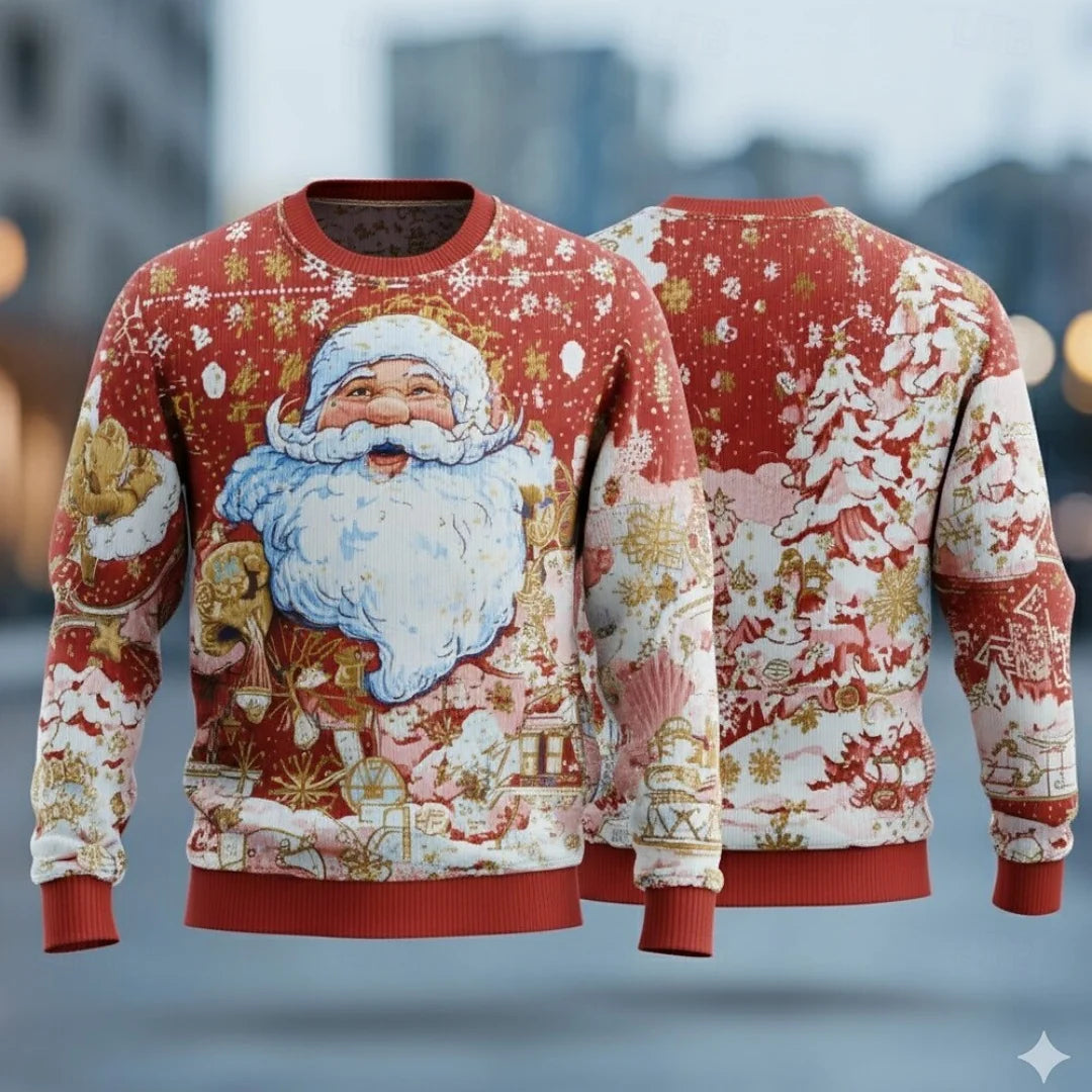 Christmas Hoodies Men – Cozy Cotton Polyester Crewneck Pullover With Santa Claus Print - ZOOMNSTORE