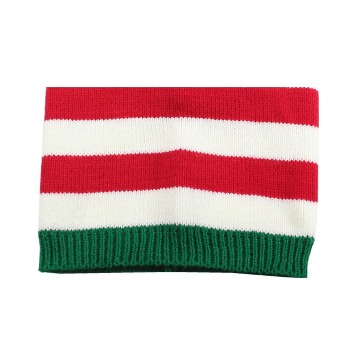 Christmas Elf Santa Beanie - Knitted Red Green Striped Hat - ZOOMNSTORE