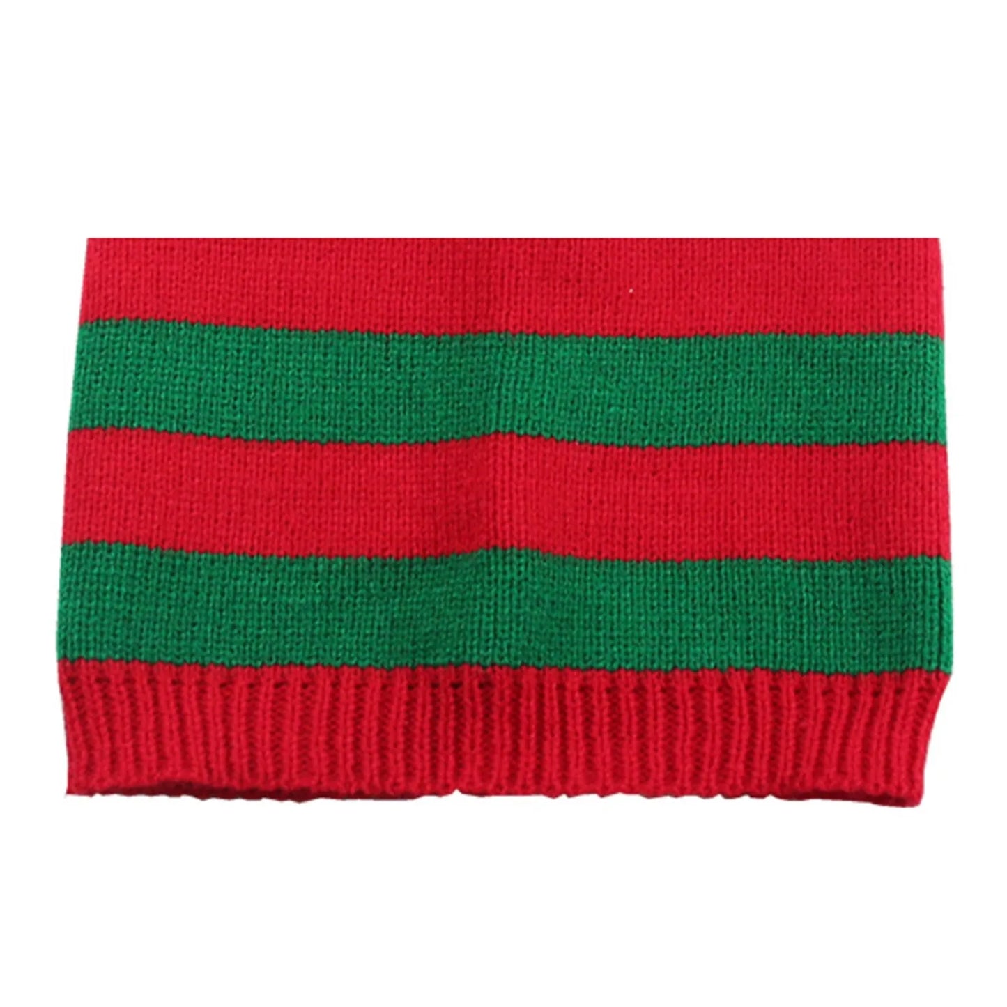 Christmas Elf Santa Beanie - Knitted Red Green Striped Hat - ZOOMNSTORE