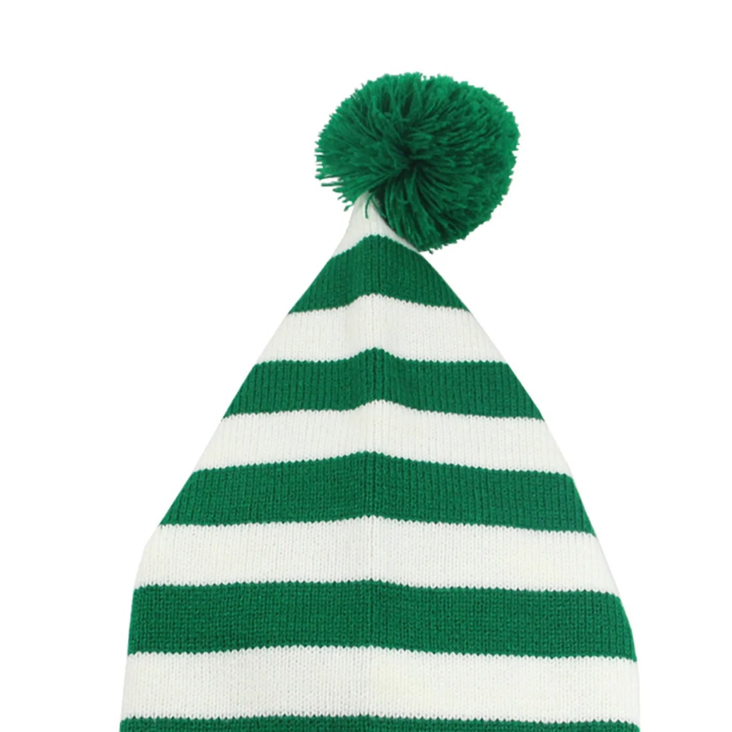 Christmas Elf Santa Beanie - Knitted Red Green Striped Hat - ZOOMNSTORE