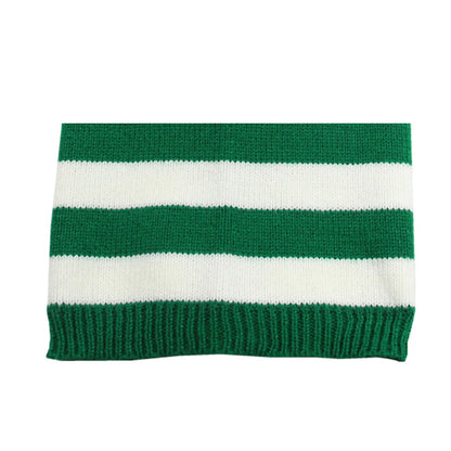 Christmas Elf Santa Beanie - Knitted Red Green Striped Hat - ZOOMNSTORE