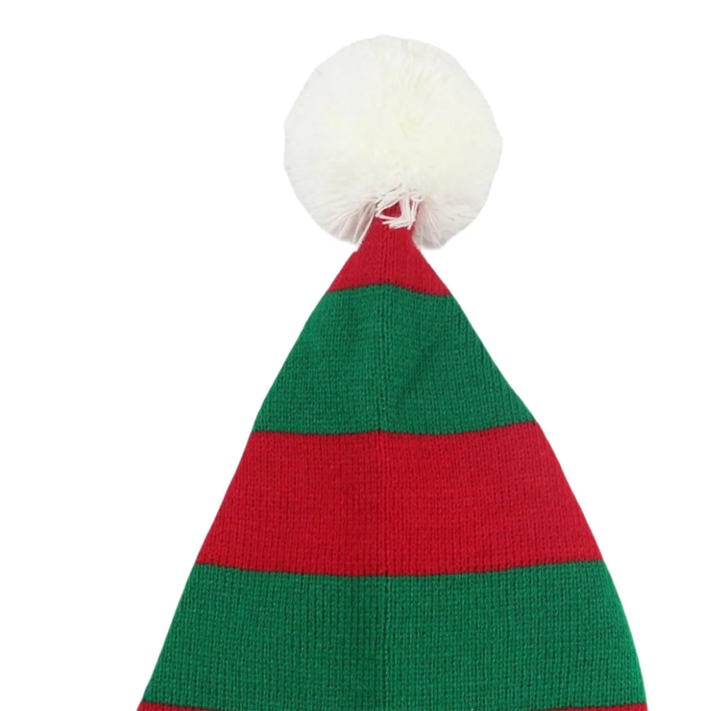 Christmas Elf Santa Beanie - Knitted Red Green Striped Hat - ZOOMNSTORE