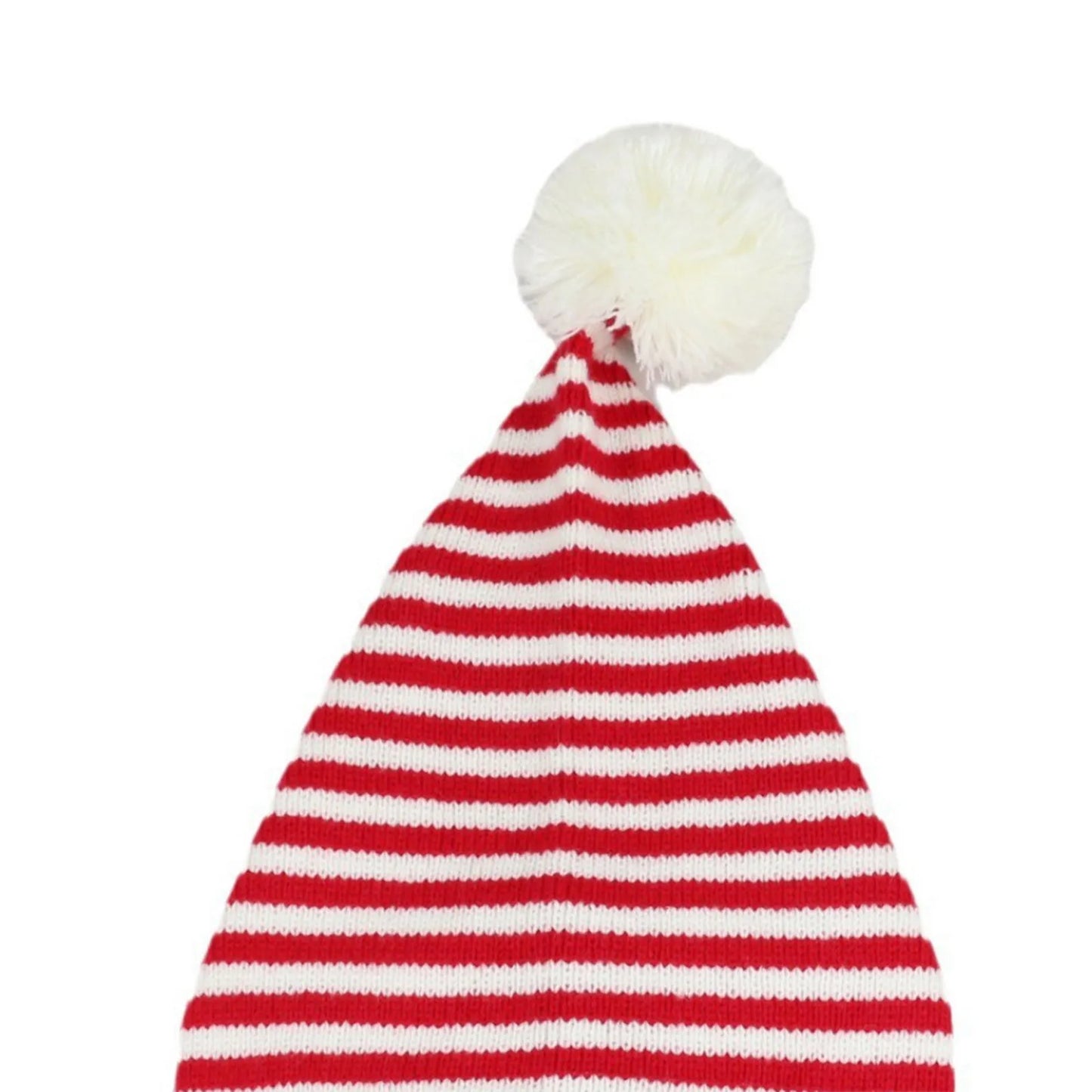 Christmas Elf Santa Beanie - Knitted Red Green Striped Hat - ZOOMNSTORE